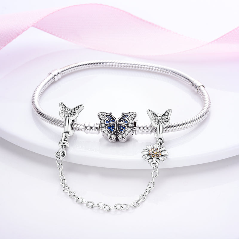 Charm chaine papillons et marguerite en argent - Korell charms