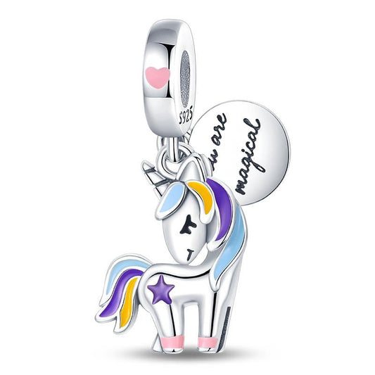 Charm pendentif licorne en argent - change de couleur - Korell charms