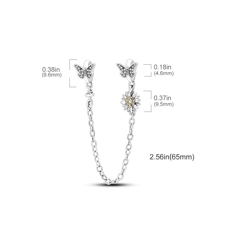 Charm chaine papillons et marguerite en argent - Korell charms