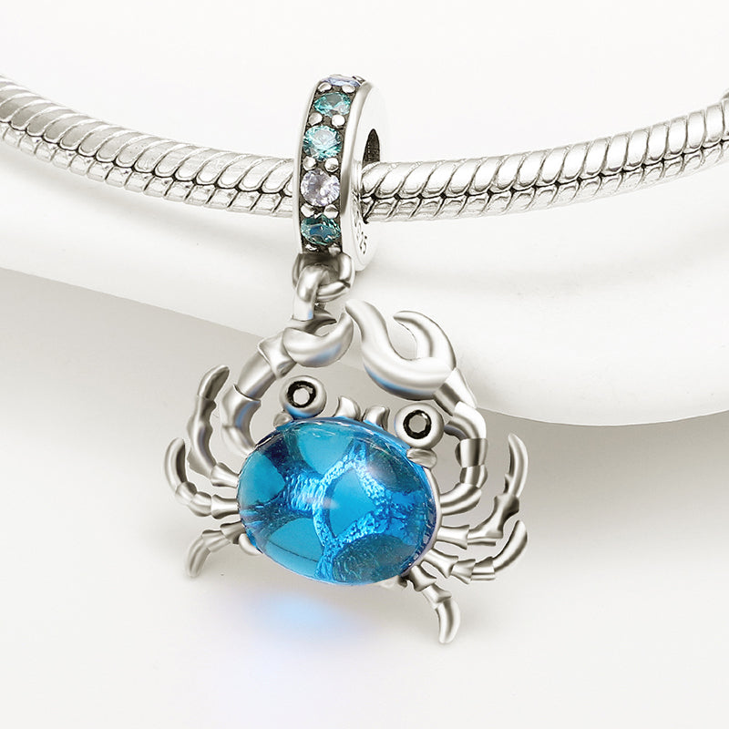 Charm pendentif crabe bleu en argent - Korell charms