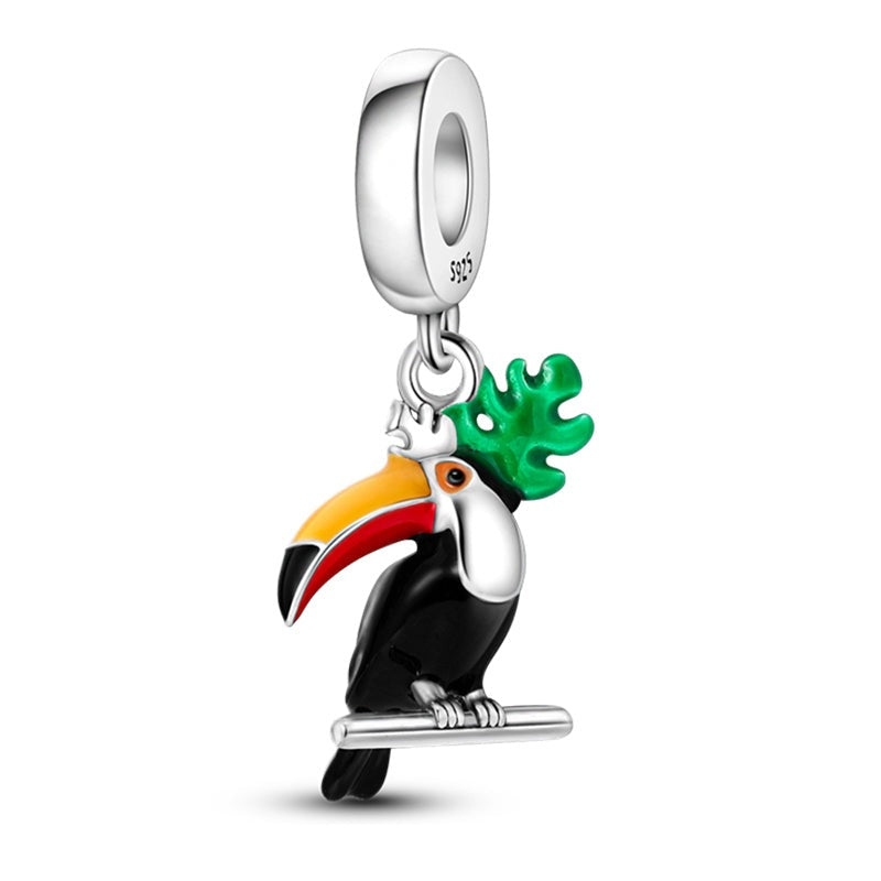 Charm pendentif oiseau toucan en argent - Korell charms