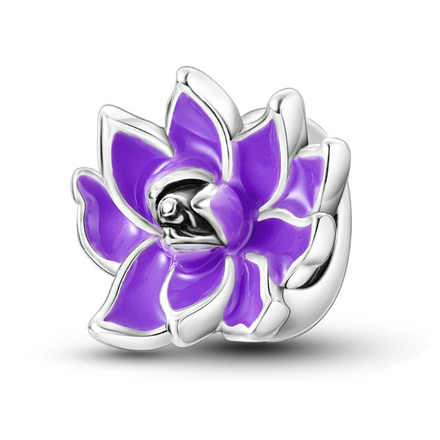 Charm fleur de lotus violette en argent - Korell charms