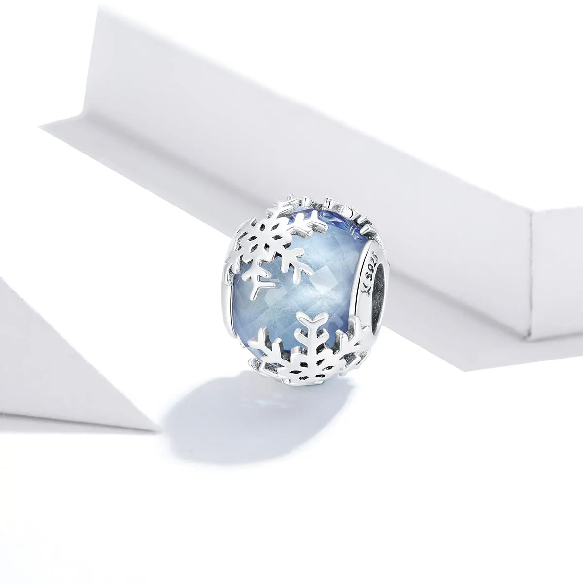 Charm Prestige perle bleue facettée flocons en argent - Korell charms