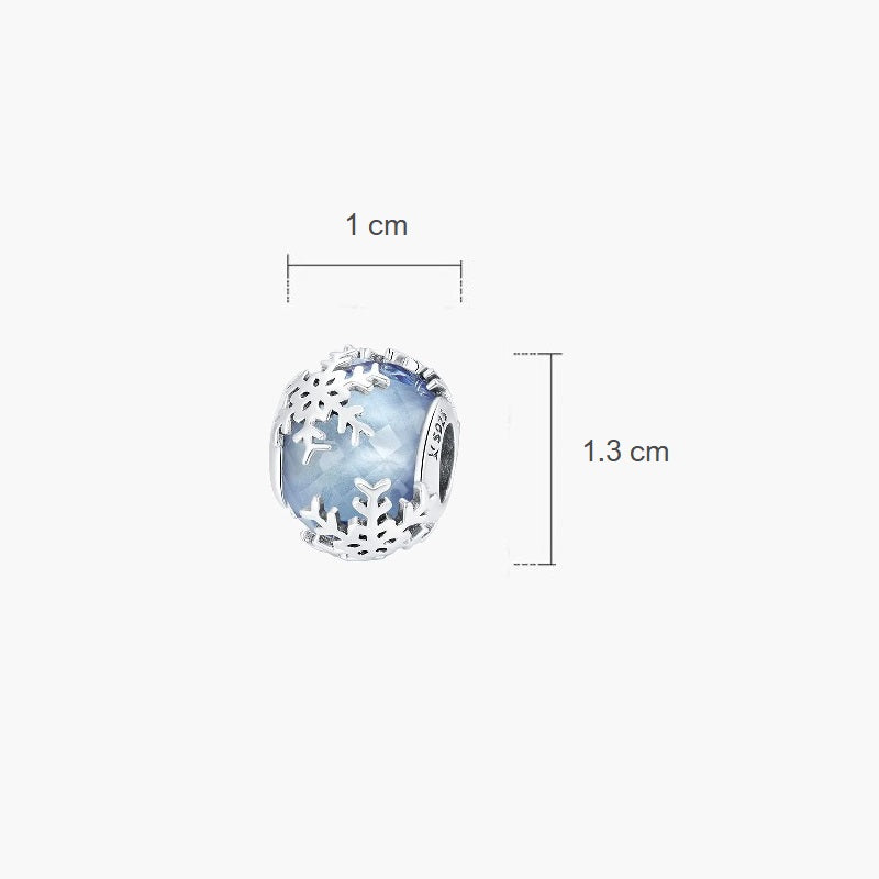 Charm Prestige perle bleue facettée flocons en argent - Korell charms