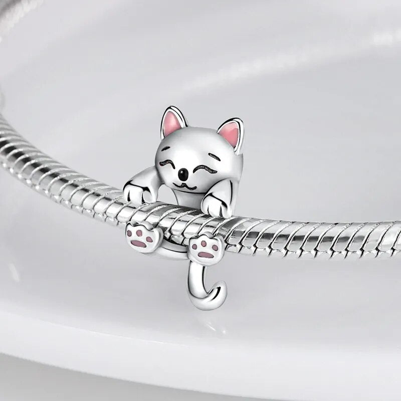 Charm chat enroulé en argent - Korell charms