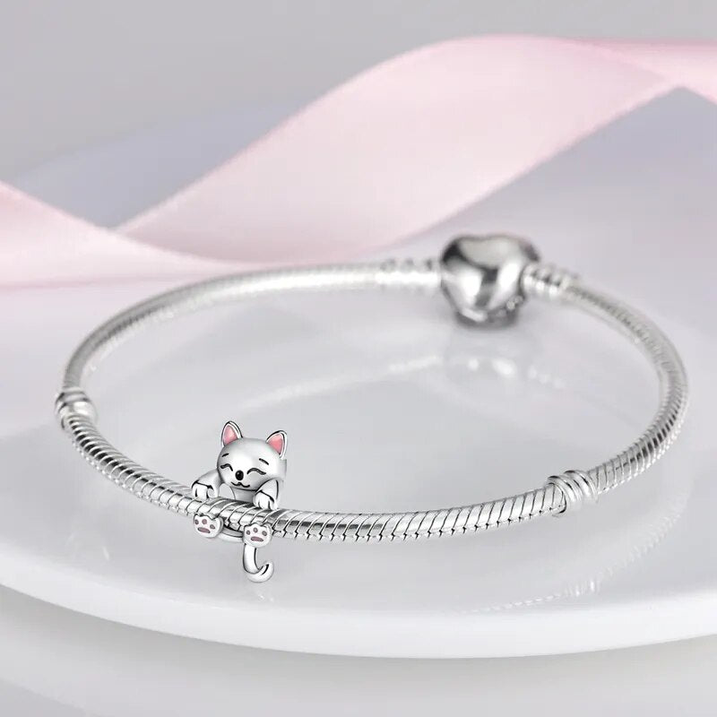 Charm chat enroulé en argent - Korell charms