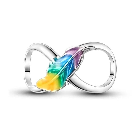 Charm infini plume multicolore en argent Default Title - Korell charms