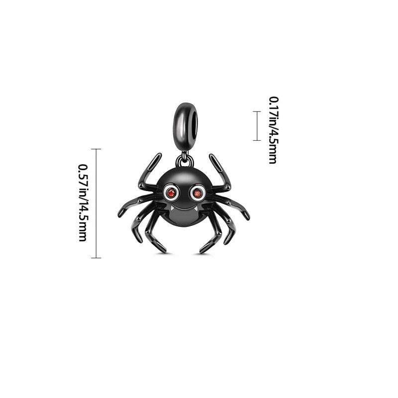 Charm pendentif Halloween araignée noire en argent - Korell charms