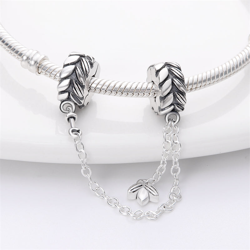 Charm chaine feuilles en argent - Korell charms