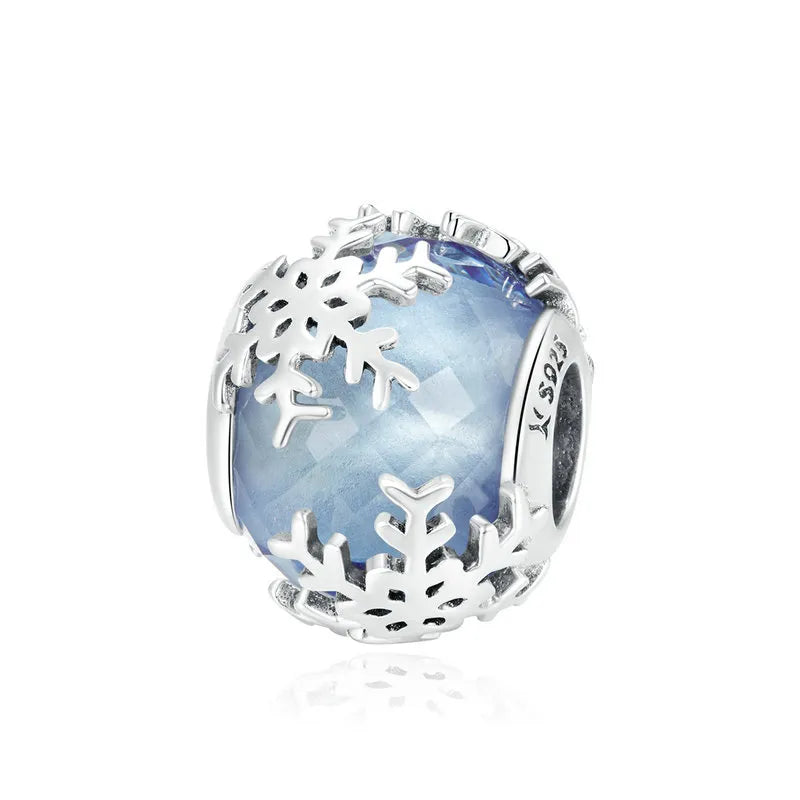 Charm Prestige perle bleue facettée flocons en argent Default Title - Korell charms