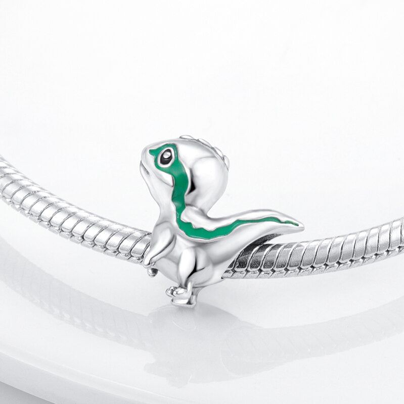 Charm dinosaure bébé vélociraptor en argent - Korell charms