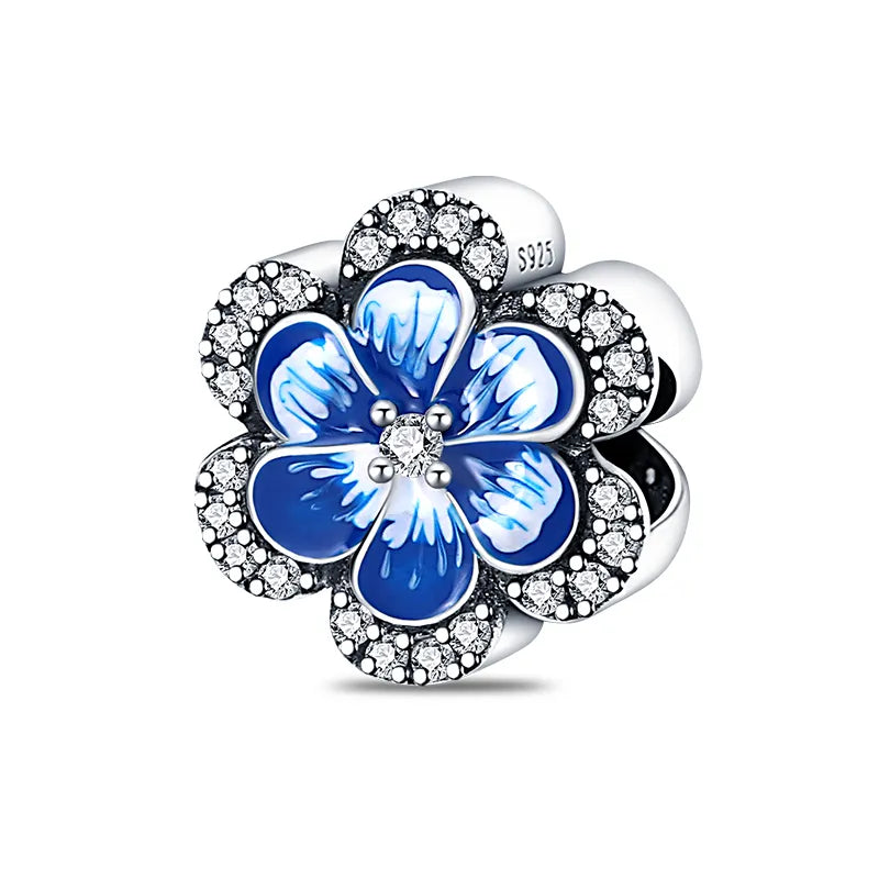 Charm fleur de myosotis en argent bleu - Korell charms