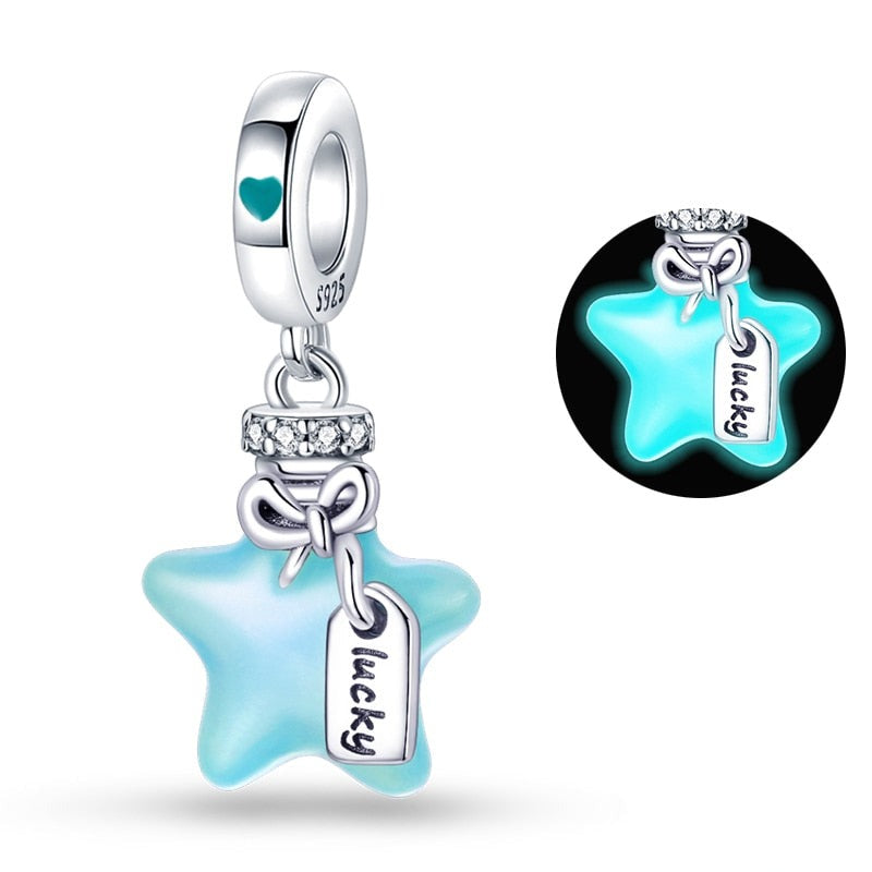 Charm pendentif étoile bleue en argent - lumineux Default Title - Korell charms