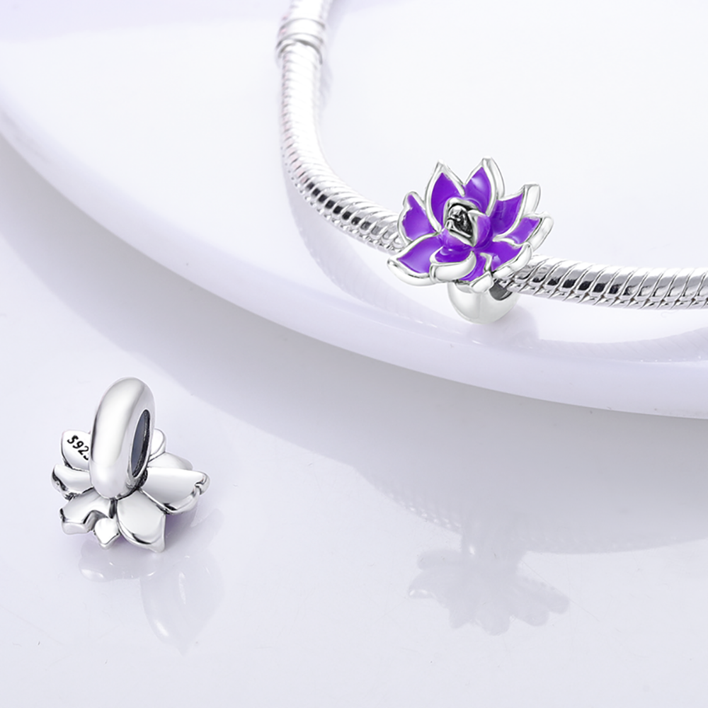 Charm fleur de lotus violette en argent - Korell charms