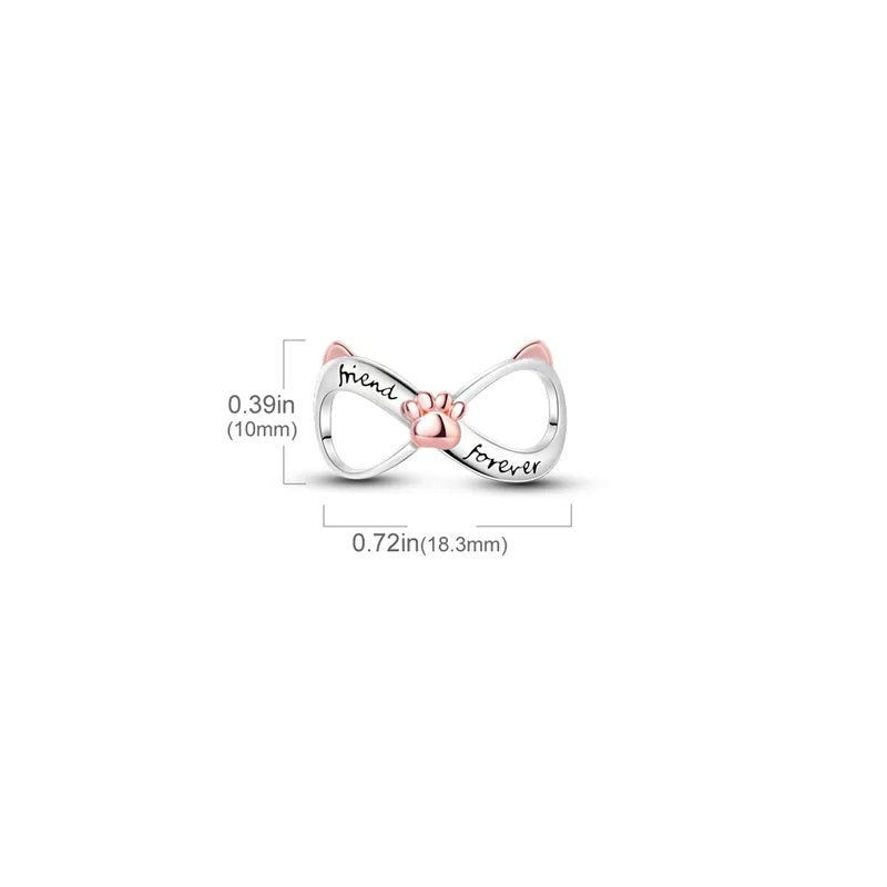 Charm infini oreilles de chat et empreinte en argent - Korell charms