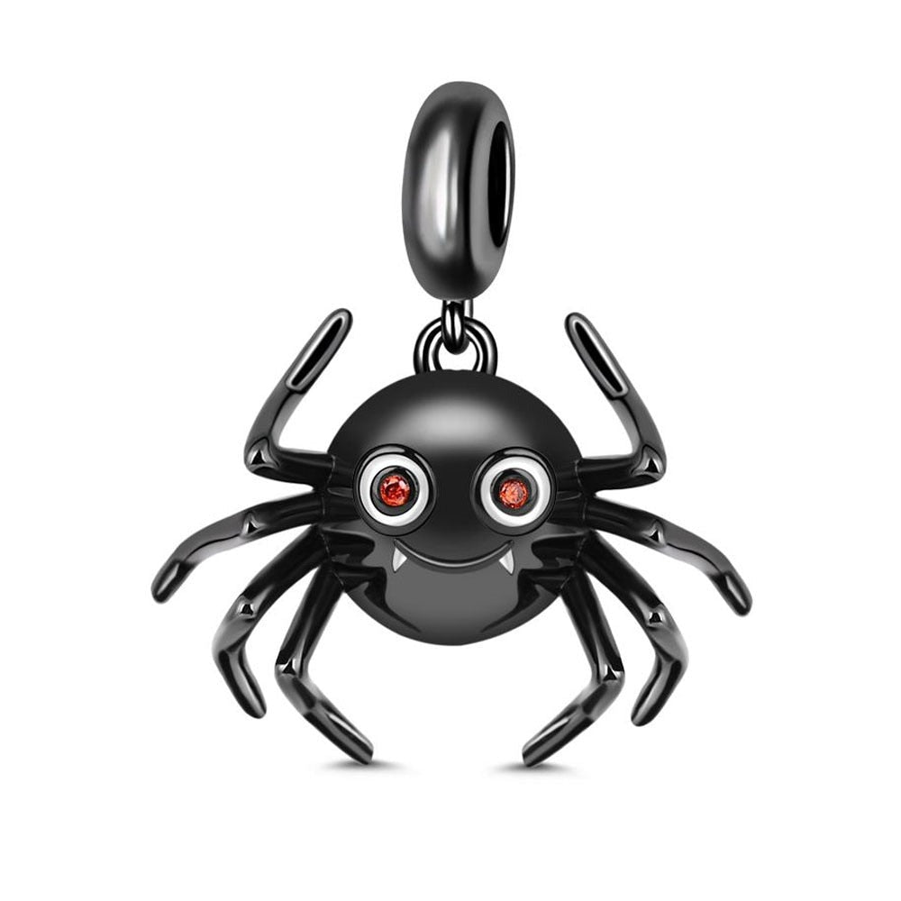 Charm pendentif Halloween araignée noire en argent Default Title - Korell charms