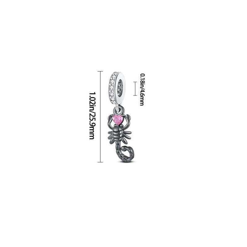 Charm pendentif scorpion et cœur rose en argent - Korell charms