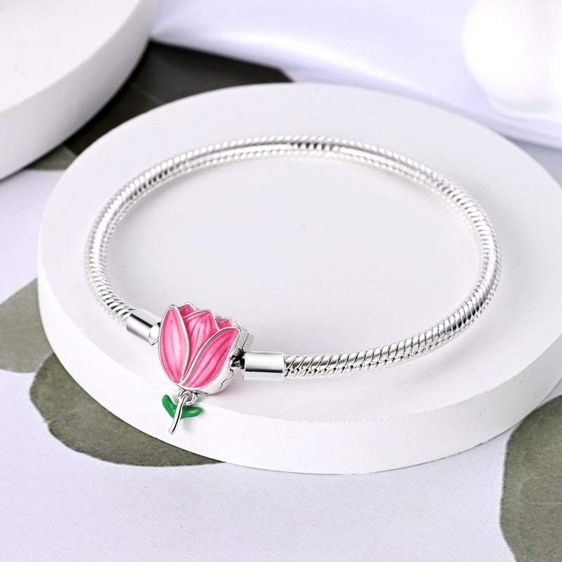 Bracelet pour charms fleur tulipe en argent - Korell charms