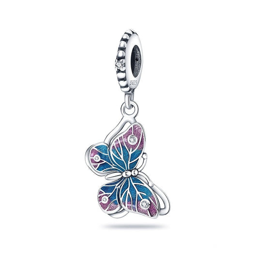 Charm pendentif papillon bleu brillant en argent Default Title - Korell charms