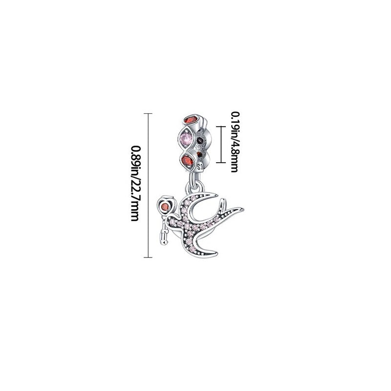 Charm pendentif colombe et clé en argent - Korell charms