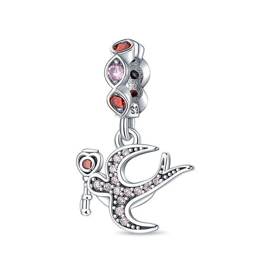 Charm pendentif colombe et clé en argent Default Title - Korell charms