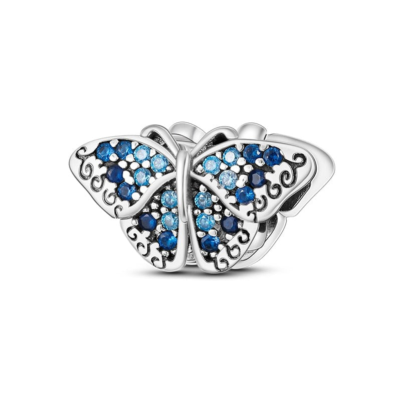 Charm papillon cristaux bleus en argent Default Title - Korell charms