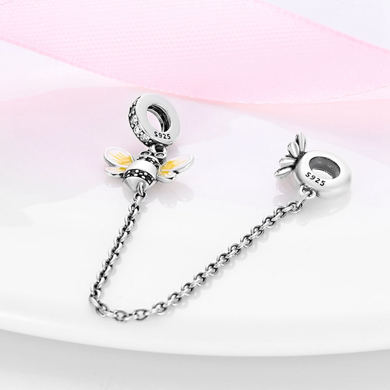 Charm chaine abeille et marguerite en argent - Korell charms