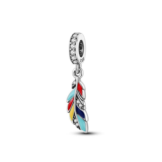 Charm pendentif plume multicolore en argent Default Title - Korell charms