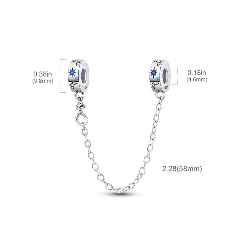 Charm chaine lunes et étoiles en argent - Korell charms