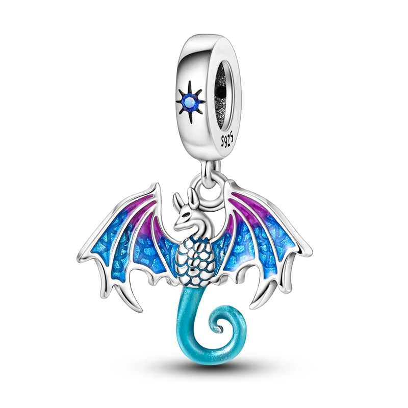 Charm pendentif dragon bleu en argent - Korell charms