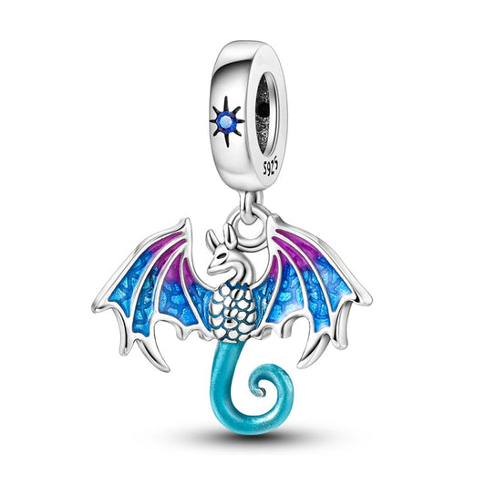 Charm pendentif dragon bleu en argent - Korell charms