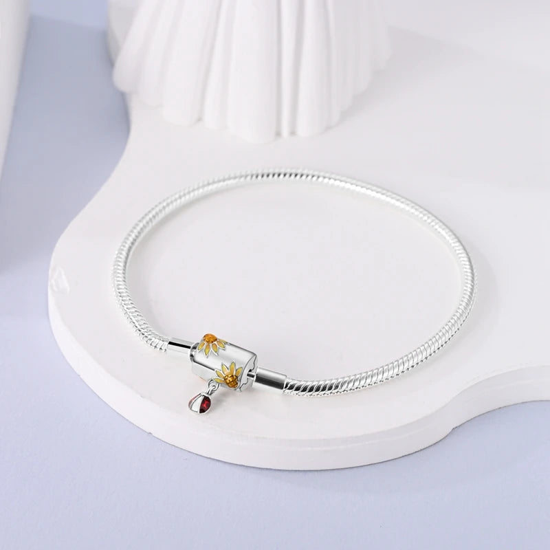 Bracelet pour charms tournesols et coccinelle en argent - Korell charms