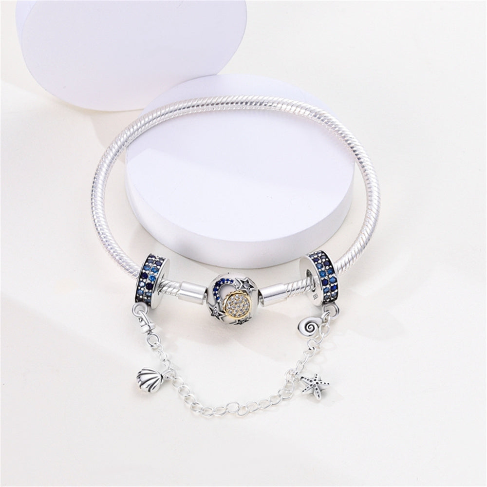 Charm chaine escargot, étoile de mer et coquillage en argent - Korell charms