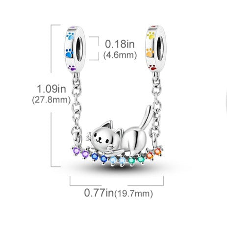 Charm double pendentif chat sur une balançoire en argent - Korell charms