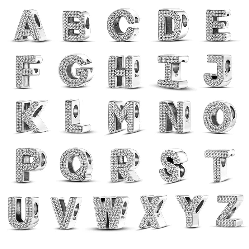 Charm alphabet lettre cristaux en argent - Korell charms