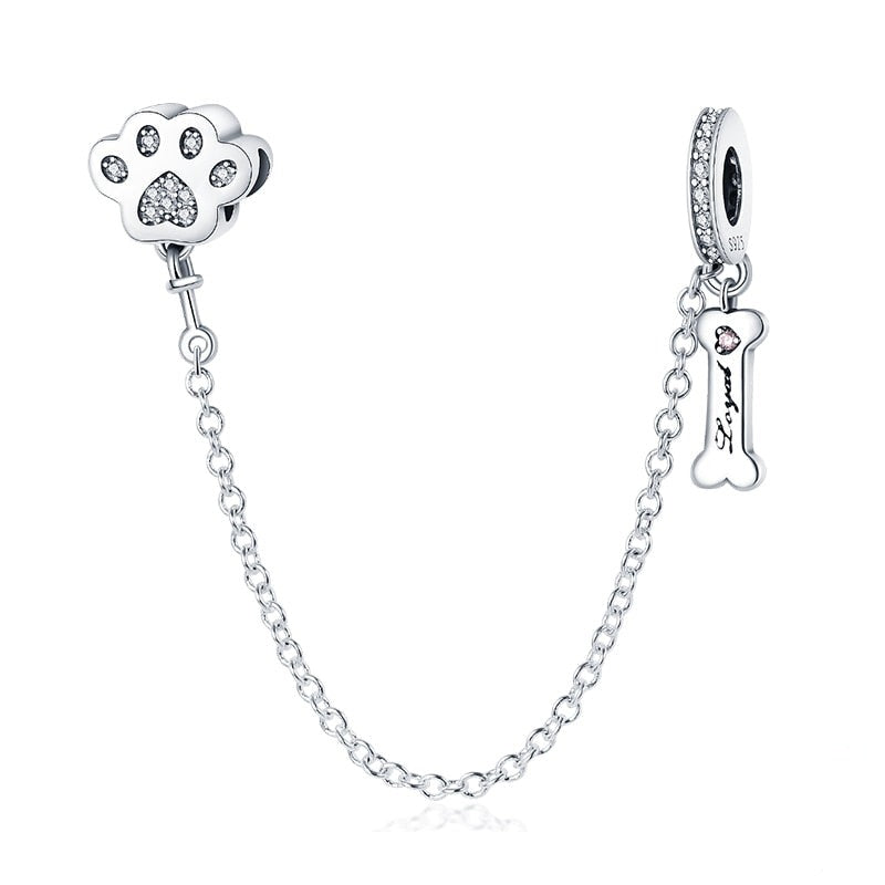 Charm chaine patte de chien et os en argent Default Title - Korell charms