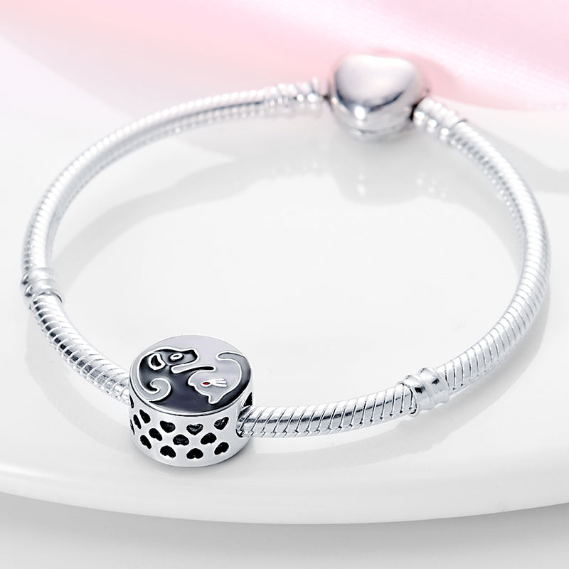 Charm rond chien et chat en argent - Korell charms