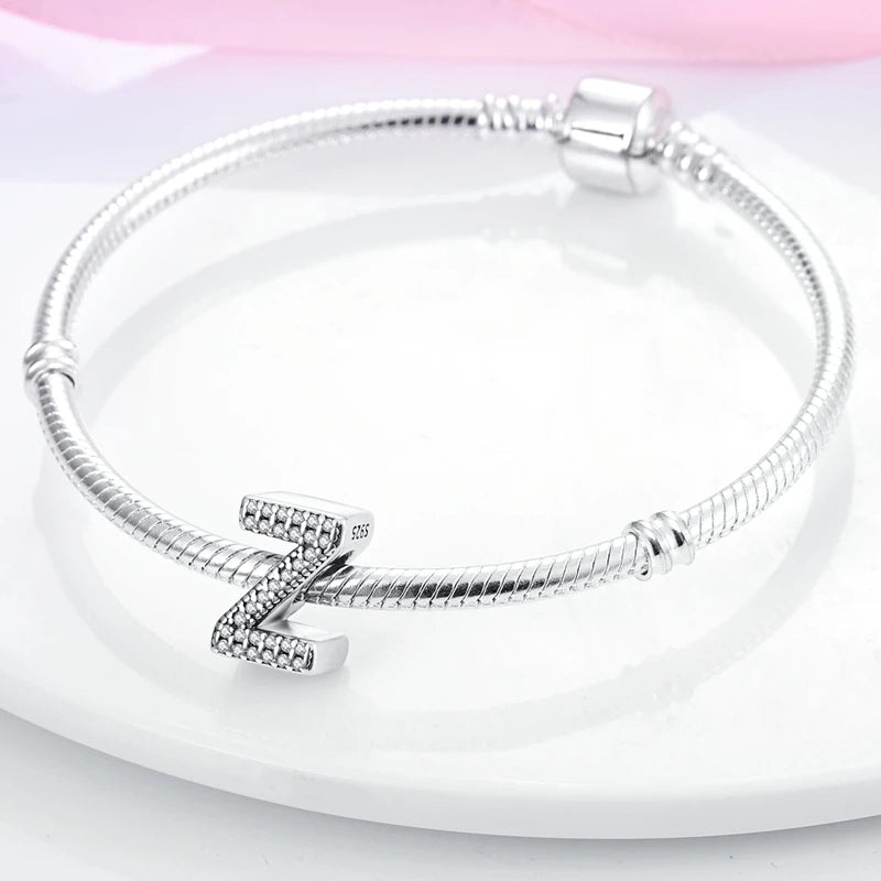 Charm alphabet lettre cristaux en argent - Korell charms