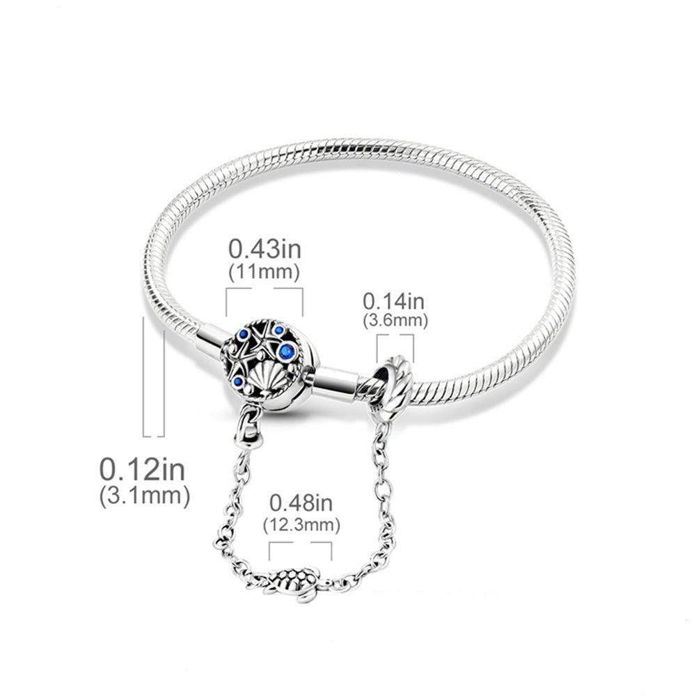 Bracelet pour charms coquillages et étoiles de mer avec chaîne de sécurité intégrée en argent - Korell charms