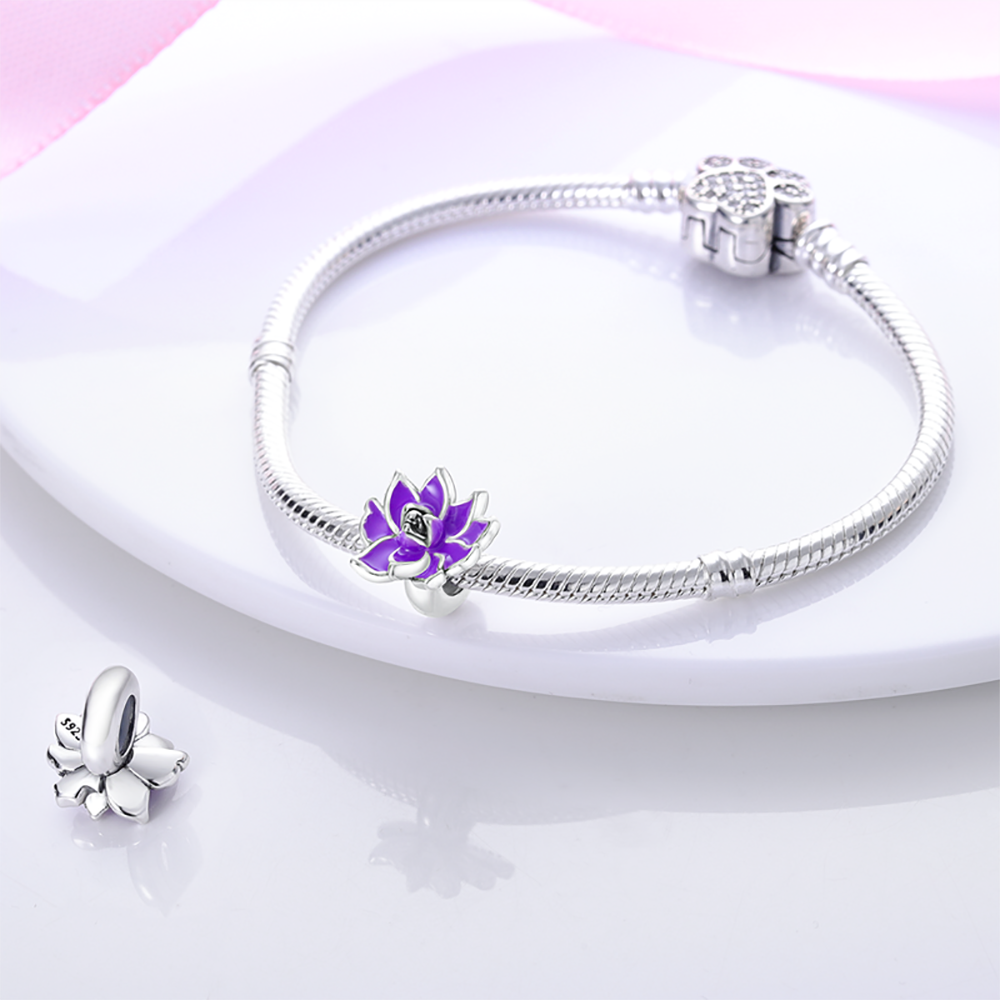 Charm fleur de lotus violette en argent - Korell charms