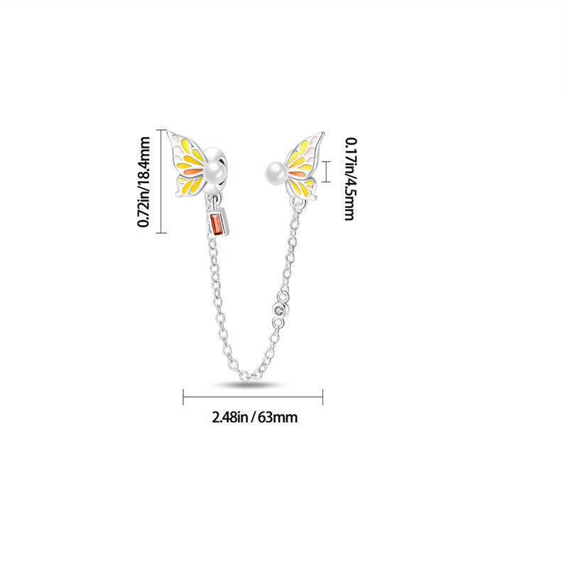 Charm chaine ailes de papillon et perles en argent - lumineux - Korell charms