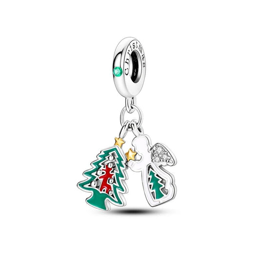 Charm pendentif double sapin et ange en argent Default Title - Korell charms