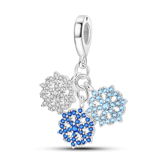 Charm pendentif triple flocons de neige bleus en argent Default Title - Korell charms