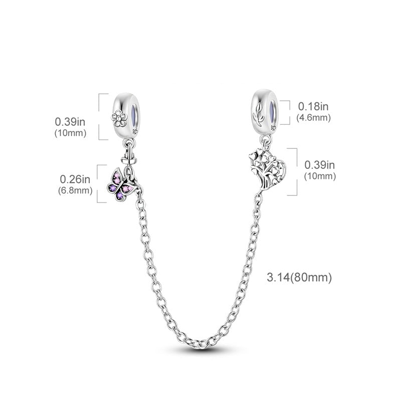 Charm chaine papillon et cœurs en argent - Korell charms