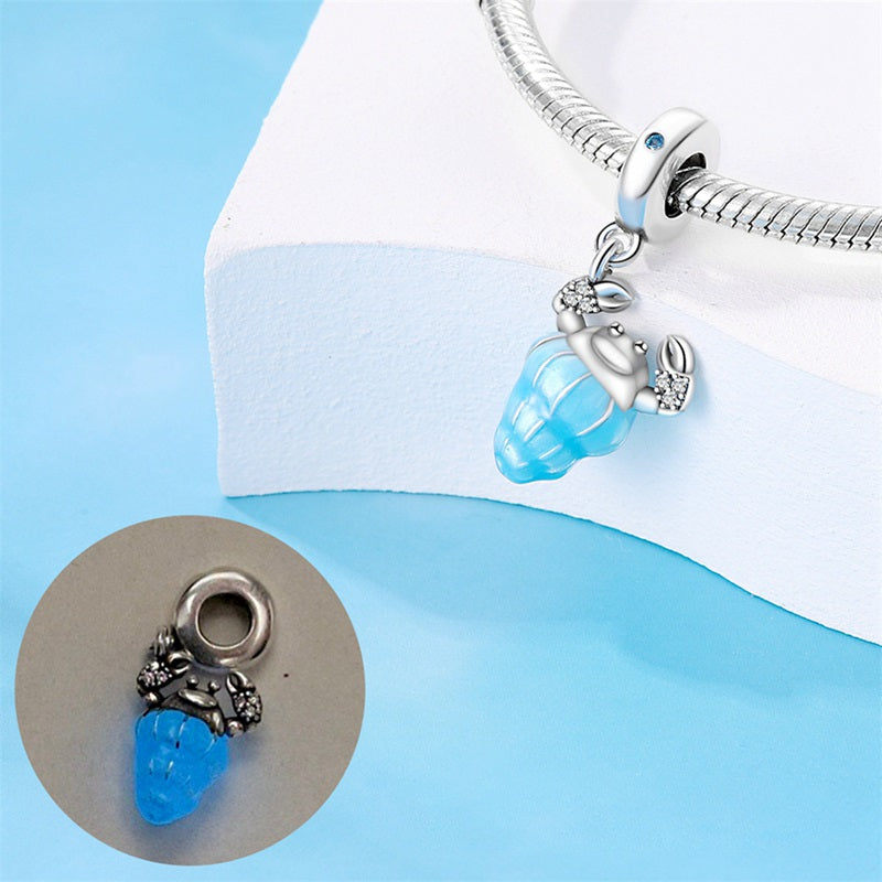 Charm pendentif bernard-l'ermite en argent - lumineux - Korell charms