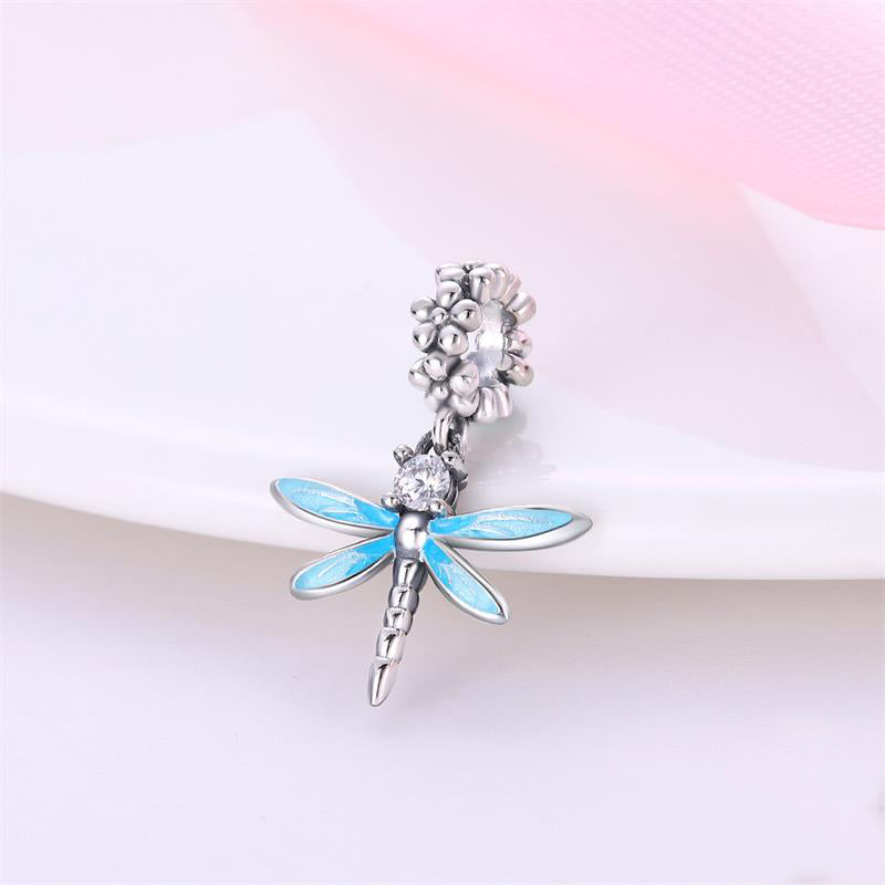 Charm pendentif libellule bleue en argent - Korell charms