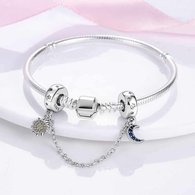 Charm chaine quartier de lune et soleil en argent - Korell charms