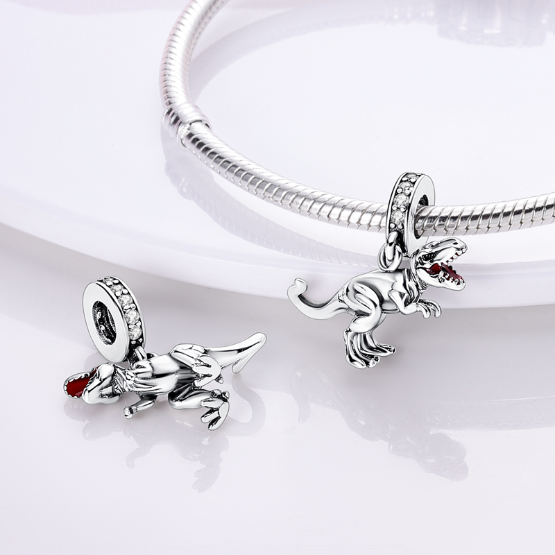 Charm pendentif dinosaure tyrannosaure en argent - Korell charms