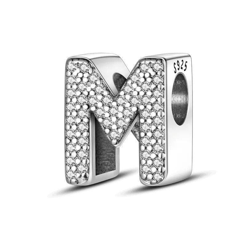 Charm alphabet lettre cristaux en argent Lettre M - Korell charms