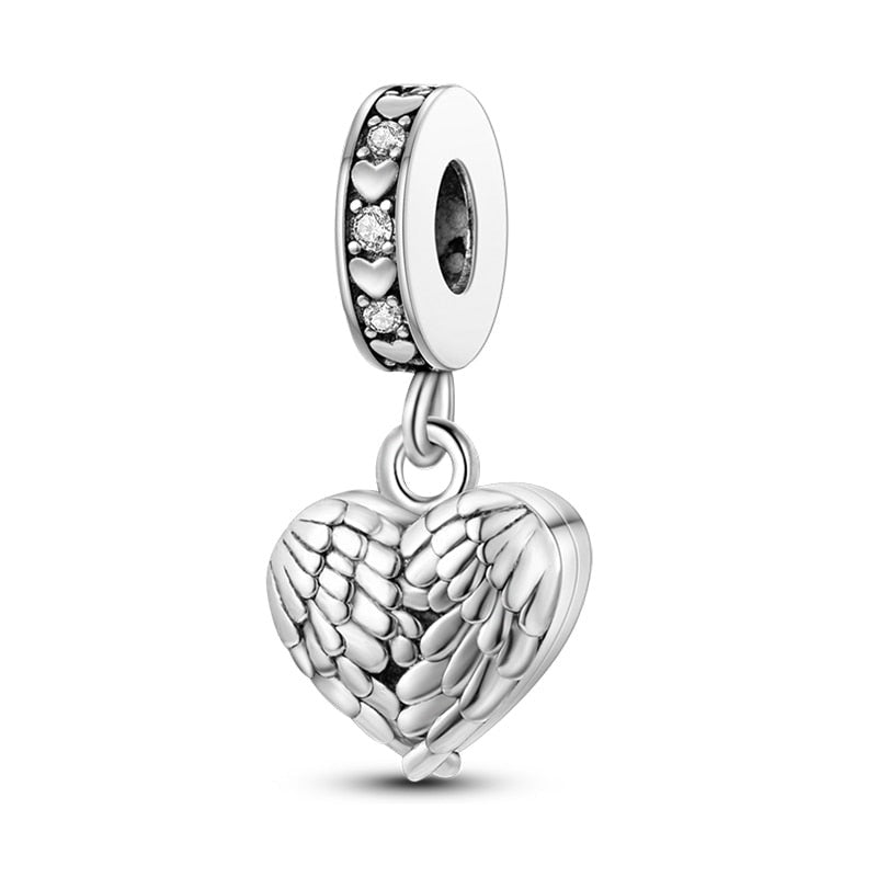 Charm cœur ailes d'oiseau en argent Default Title - Korell charms